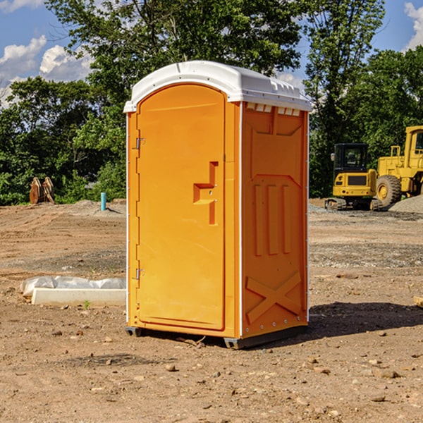 how often are the portable restrooms cleaned and serviced during a rental period in North Rose